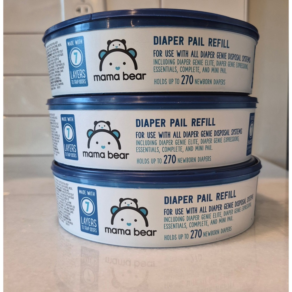 Mama Bear Diaper Pail Refills for Diaper Genie 810 Count Lot of 3 New